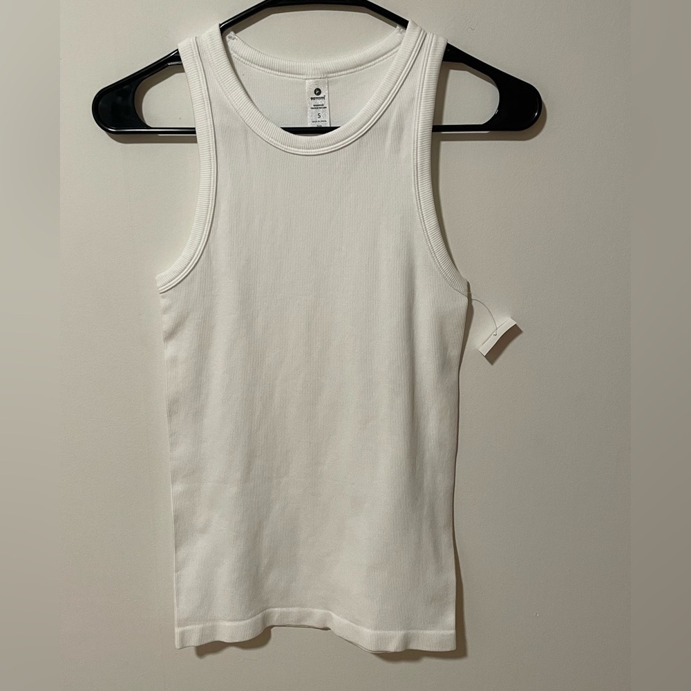 90 Degree Ribbed Stretchy Fitted White Tank Top S NWT